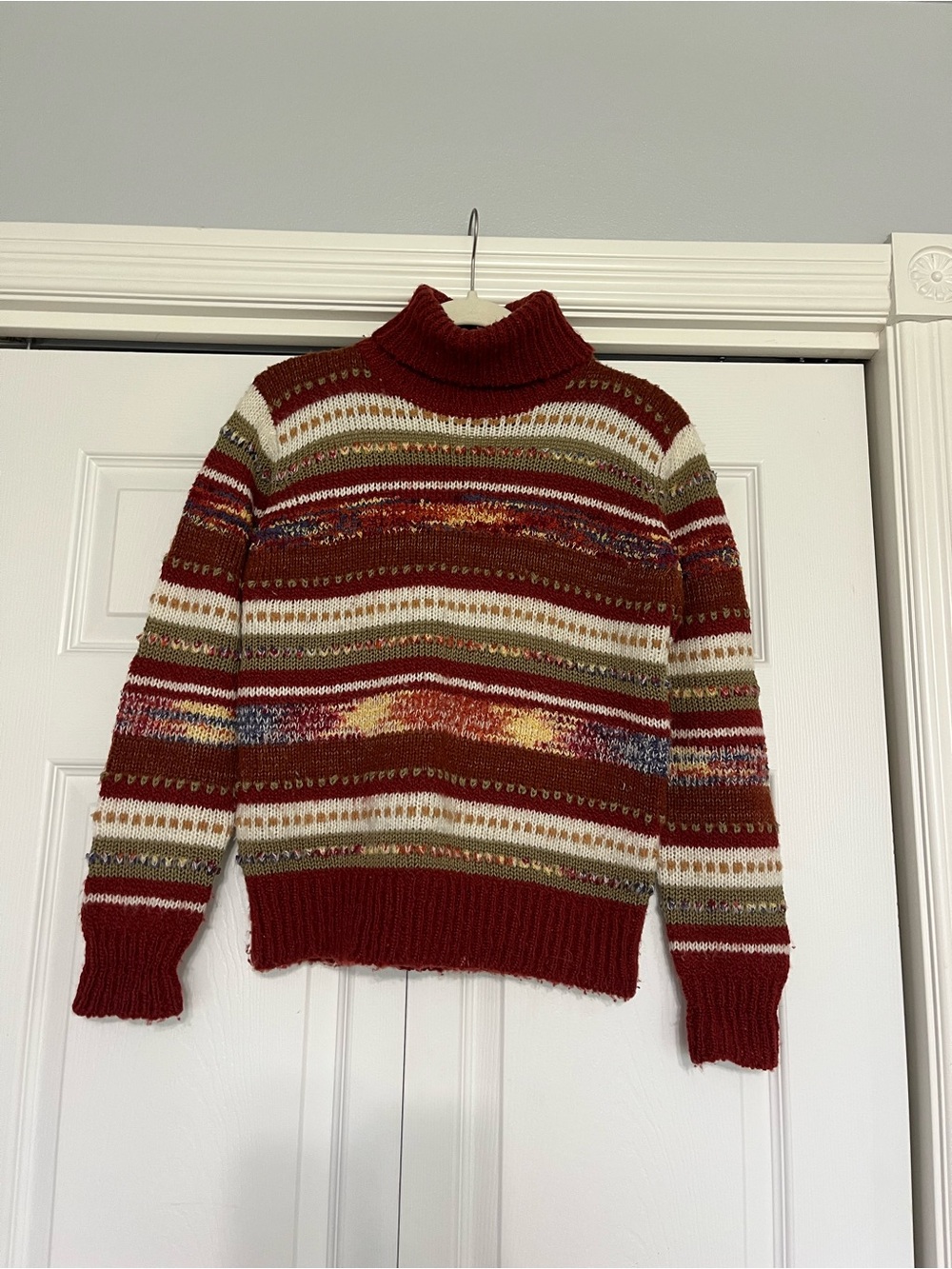 Rust Striped Turtleneck Sweater Vintage